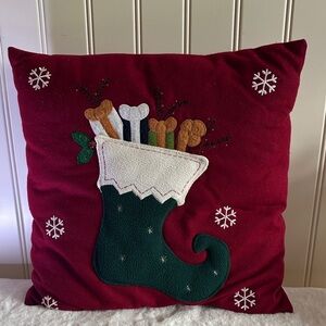 Festive Red and Green Holiday Pillow